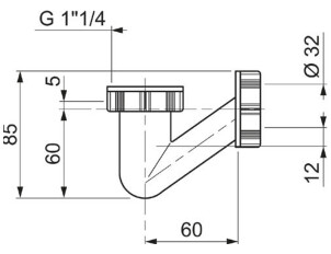 Сифон для раковини V-подібний 1¼"×Ø32мм WIRQUIN №6