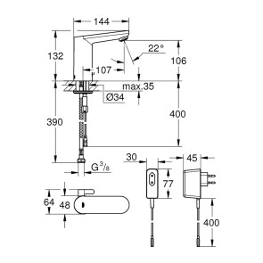 Смеситель для раковины бесконтактный Grohe Eurosmart Cosmopolitan 36325001 №2