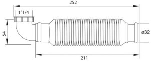 Сифон для раковини Senzo 1¼"×Ø32мм WIRQUIN №6