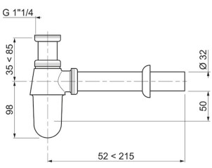 Сифон для раковины латунный 1¼"×Ø32мм WIRQUIN №11