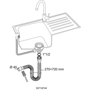 З'єднання гнучке для кухонної мийки 1½"×Ø40мм WIRQUIN №2