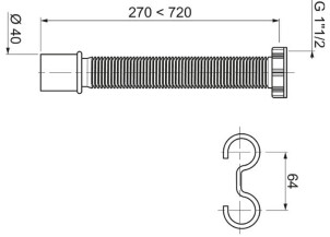 Соединение гибкое для кухонной мойки 1½"×Ø40мм WIRQUIN №6