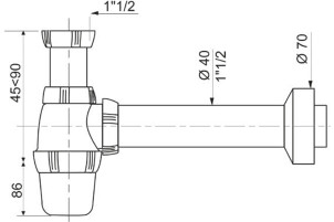 Сифон для кухонної мийки 1½"×Ø40мм WIRQUIN №8