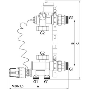 Змішувальний вузол для колекторів з нижнім підключенням KOER KR.1022 1"(без насоса) (KR2841) №4