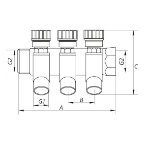 Колектор вентильний з фітингом KOER KR.1123-2 3/4"x2 WAYS (KR2829) №2