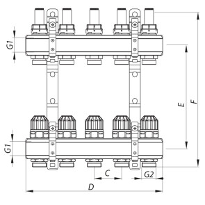 Колекторний блок з витратомірами KOER KR.1110-03 1"x3 WAYS (KR2640) №4