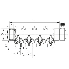 Коллектор 4-way с шаровыми кранами (40x20) PPR KOER K0171.PRO (KP0221) №2