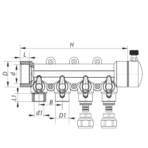 Коллектор распределительный 4-way с фитингом (40x20) PPR KOER K0192.PRO (KP2557) №3