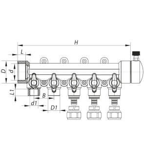 Коллектор распределительный 5-way с фитингом (40x20) PPR KOER K0193.PRO (KP2558) №3