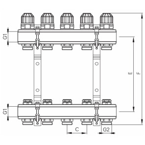 Колекторний блок з термостатіч. клапанами KOER KR.1100-03 1"x3 WAYS (KR2629) №5