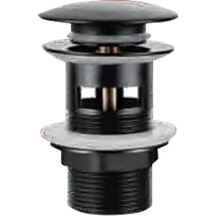 Донный клапан з переливом (кнопка) ZERIX LR65B-2 чорний (ZX4735)