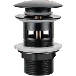 Донный клапан з переливом (кнопка) ZERIX LR65B-2 чорний (ZX4735) №1