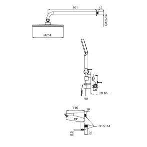 Встраиваемая душевая система со смесителем KOER KB-64008-05 (Цвет черный) №2