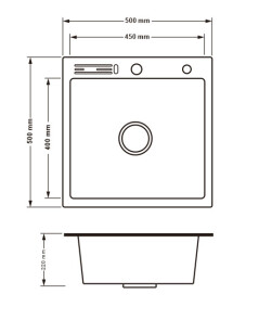Кухонна мийка LH5050T Brush 3.0 / 1.0 mm з полицею для ножів Lidz №2