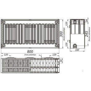 Радіатор сталевий панельний KALDE 33 бок 300x800 №2
