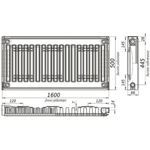 Радіатор сталевий панельний KALDE 11 бок 500х1600 №2