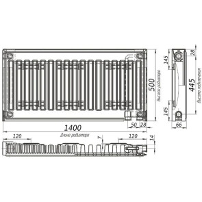 Радіатор сталевий панельний KALDE 11 низ/справа 500х1400 (без OUTER) №2