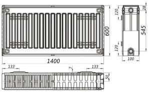Радиатор стальной панельный KALITE 22 сторона 600х1400 №4