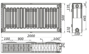Радиатор стальной панельный KALITE 22 сторона 500х2000 №4