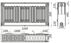 Радіатор сталевий панельний KALITE 22 бок 500х2200 №4