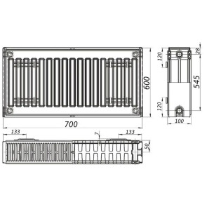 Радиатор стальной панельный KALITE 22 сторона 600x700 №2