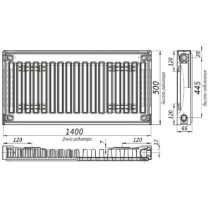 Радиатор стальной панельный KALITE 11 сторона 500х1400 №2