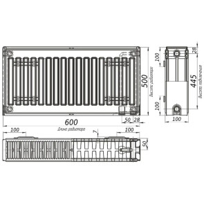Радіатор сталевий панельний OPTIMUM 22 низ/справа 500x600 (без INNER) №3