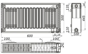 Радиатор стальной панельный KALITE 22 низ/справа 500x600 (без INNER) №4