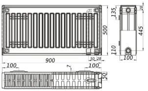 Радіатор сталевий панельний KALITE 22 низ/справа 500x900 (без INNER) №4