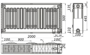Радіатор сталевий панельний KALITE 22 низ/справа 500х2000 (без INNER) №4