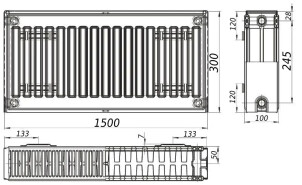 Радіатор сталевий панельний KALITE 22 бок 300х1500 №4