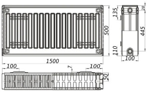Радиатор стальной панельный KALITE 22 сторона 500х1500 №3
