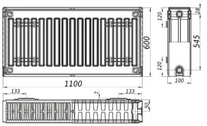 Радиатор стальной панельный KALITE 22 сторона 600х1100 №3