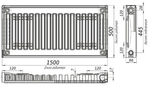 Радіатор сталевий панельний KALITE 11 бок 500х1500 №2
