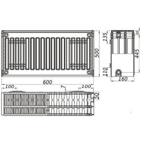 Радіатор сталевий панельний KALITE 33 бок 500x600 №3