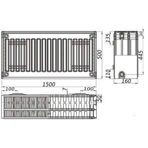 Радиатор стальной панельный KALITE 33 сторона 500x1500 №3