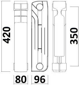 Радиатор биметаллический секционный QUEEN THERM 350/96 (кратно 10) №3