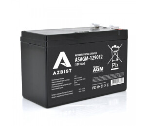 Акумуляторна AZBIST Super AGM ASAGM-1290F2, Black Case, 12V 9.0Ah (151 х 65 х 94 (100) ) Q10/420 №1