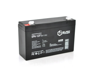 Аккумуляторная батарея EUROPOWER AGM EP6-12F1 6 V 12 Ah ( 150 x 50 x 95 (100) ) Black Q10 №1