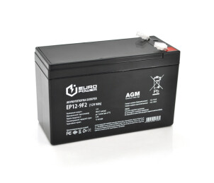 Акумуляторна батарея EUROPOWER AGM EP12-9F2 12 V 9Ah ( 150 x 65 x 95 (100) ) Black Q10 №1