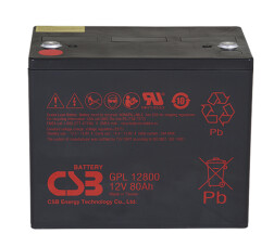 Аккумуляторная батарея CSB GPL12800, 12V 80Ah (261х168х210 (220)