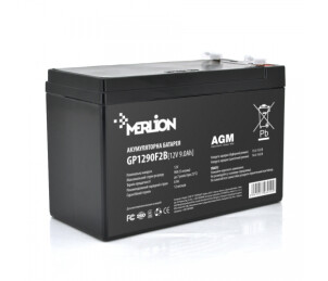 Акумуляторна батарея MERLION AGM GP1290F2B 12 V 9 Ah ( 150 x 65 x 95 (100) ) Black Q10/480 №1