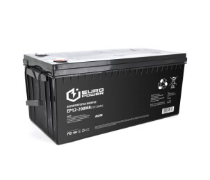 Акумуляторна батарея EUROPOWER AGM EP12-200M8 12V 200Ah ( 522 x 240 x 219) Black Q1/18 №1