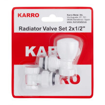 Комплект радіаторних кутових кранів (верхній+нижній) Karro 1/2" білі