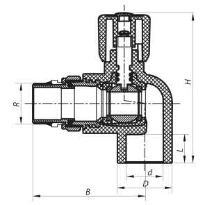 Кран радиаторный 25x3/4 угловой с прокладкой "антипротечка" PPR KOER K0162.PRO (KP0208) №2