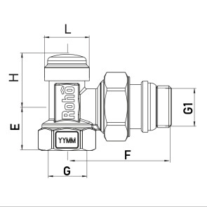 Кран радіаторний Roho R5251-050 - 1/2" кутовий (антипротечка) (RO0133) №3