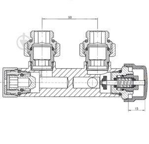 Комплект угловых кранов для подключения радиатора Duoplex №3