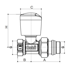 Кран радіаторний Roho R5560-050 - 1/2" прямий (RO0130) №3