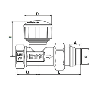 Кран радіаторний термостатичний Roho R5160-050 - 1/2" (М30х1,5) прямий (RO0124) №2