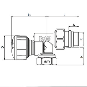 Кран радиаторный термостатический Roho R5170-050 - 1/2" (М30х1,5) осевой (RO0126) №2